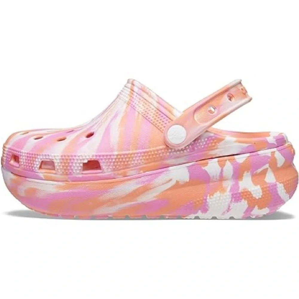 CROCS Pink and Orange Sandals with Decorative Charms